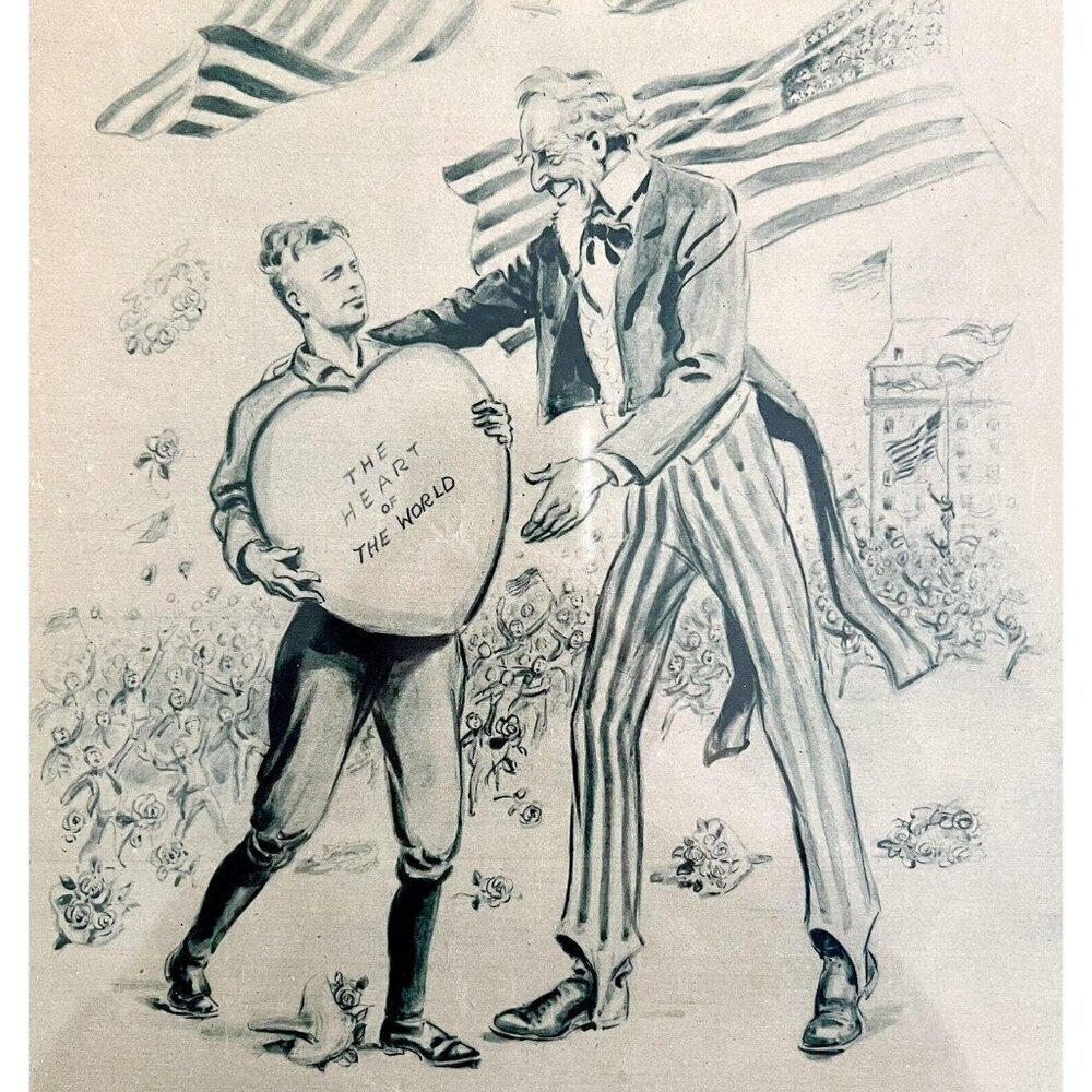 Charles Lindbergh Uncle Sam 1927 Pictorial Cover Lithograph Art Morris DWCC6